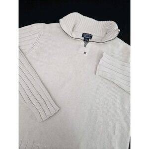 Polo Jeans Company Men's Quarter Zip High Neck Sweater Ivory Large